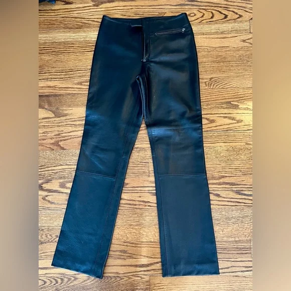 VINTAGE Leather Holt Renfrew Women’s Black Pants - Size 2 - Picture 3 of 9